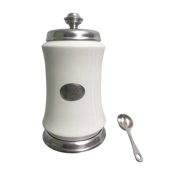 Arte Italica Tuscan Coffee Pewter Canister With Spoon Italy - Picture 1 of 12
